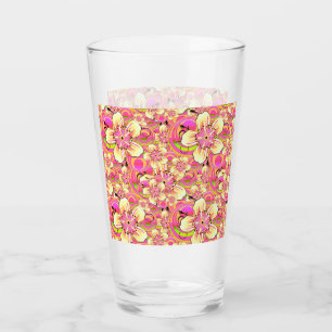groovy pink flower pattern glass