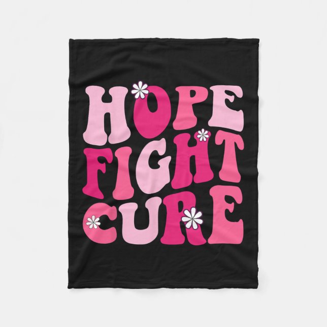 Groovy Pink Hope Fight Cure Breast Cancer Awarenes Fleece Blanket (Front)