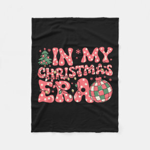 Groovy Pink In My Christmas Era Merry And Bright W Fleece Blanket