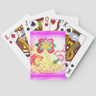 groovy pink palm tree playing cards