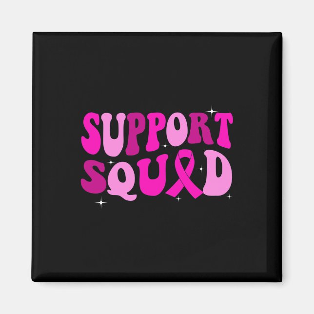Groovy Pink Warrior Breast Cancer Awareness Suppor Magnet (Front)