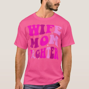 Groovy Pink Warrior Breast Cancer Awareness Wife M T-Shirt
