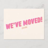 Groovy Pink We've Moved New Moving Announcement