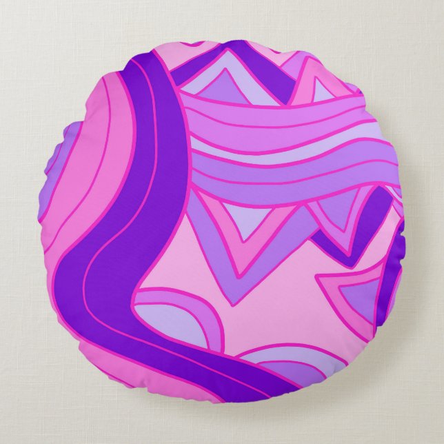 Groovy Pinks Round Cushion (Front)