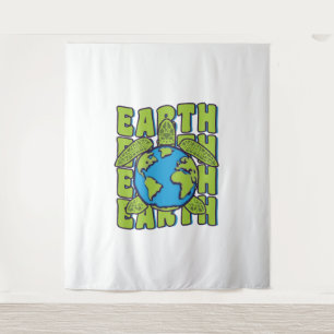 Groovy Planet Earth Day Sea Turtle Lover Ocean Tapestry
