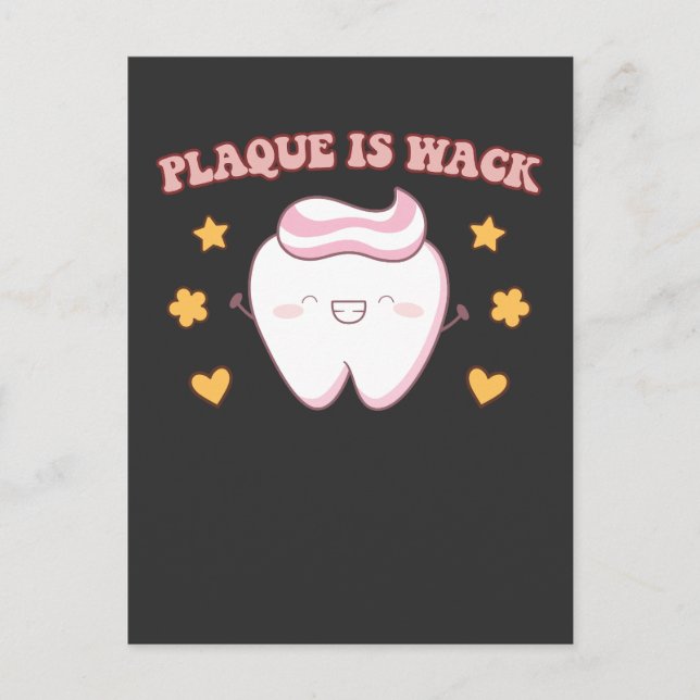 Groovy Plaque is Wack Dental Hygienist Invitation Postcard (Front)