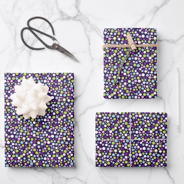 Groovy Polka Dots Wrapping Paper Sheet (Front)