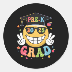 Groovy Pre-k Graduate Happy Graduation Cl Of 2025  Classic Round Sticker