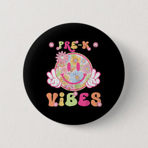 Groovy Pre-k Prek Vibes First Day Of School Teache 6 Cm Round Badge