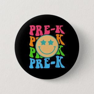 Groovy Pre-K Vibes Face Retro Teachers Kids Back T 6 Cm Round Badge