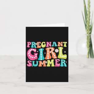Groovy Pregnancy Reveal Pregnant Girl Summer Baby  Card