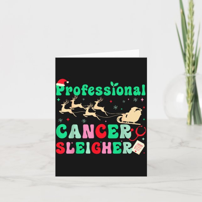 Groovy Professional Cancer Sleigher Oncology Nurse Card (Front)