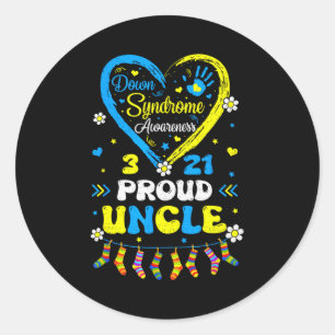 Groovy Proud Down Syndrome Uncle Awareness Matchin Classic Round Sticker