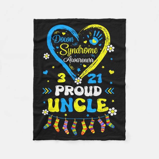 Groovy Proud Down Syndrome Uncle Awareness Matchin Fleece Blanket (Front)