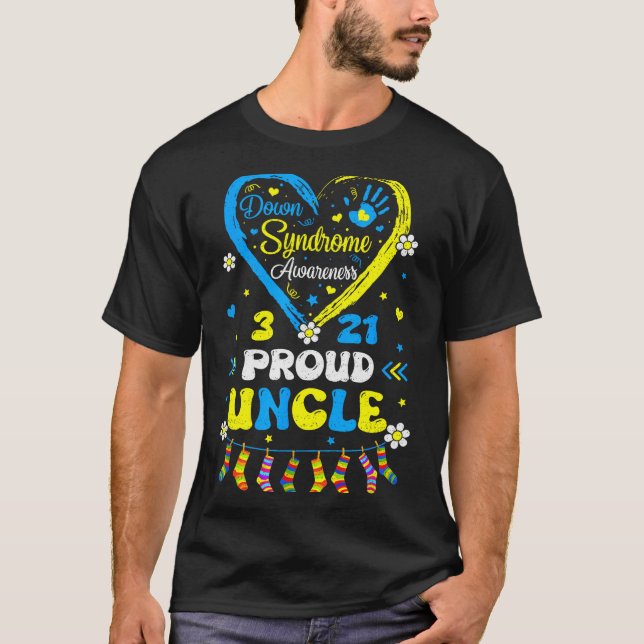 Groovy Proud Down Syndrome Uncle Awareness Matchin T-Shirt (Front)