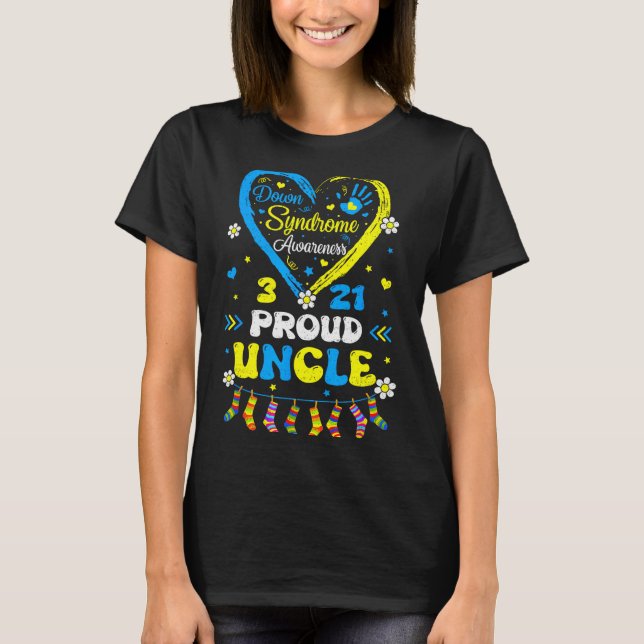 Groovy Proud Down Syndrome Uncle Awareness Matchin T-Shirt (Front)