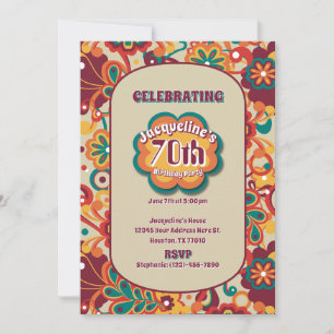 Groovy Psychedelic 60s 70s Floral Birthday Invitation