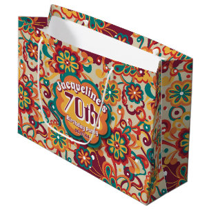 Groovy Psychedelic 60s 70s Floral Birthday Large Gift Bag