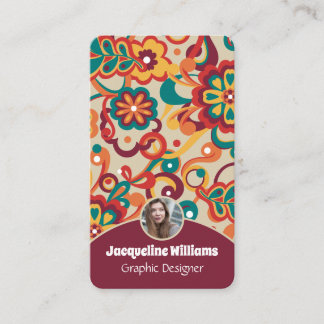Groovy Psychedelic 60s 70s Floral Vers II Business Card