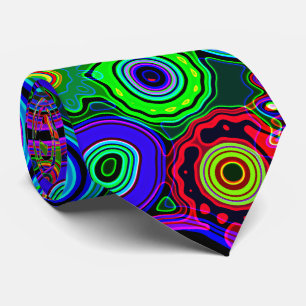 Groovy Psychedelic Abstract Neon Pattern Tie