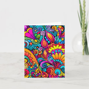 Groovy Psychedelic Floral Note Card