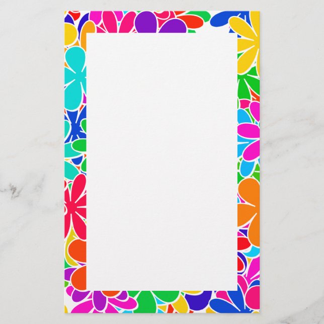 Groovy Psychedelic Flowers Stationery (Front)