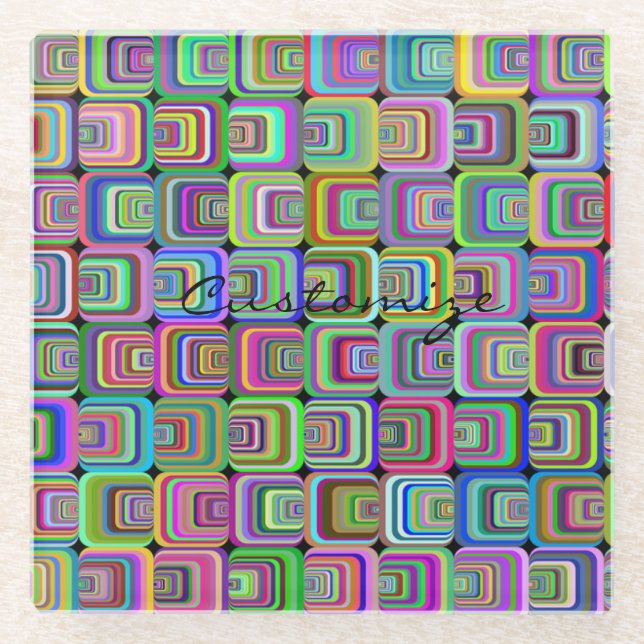 Groovy psychedelic hippie-style Thunder_Cove Glass Coaster (Front)