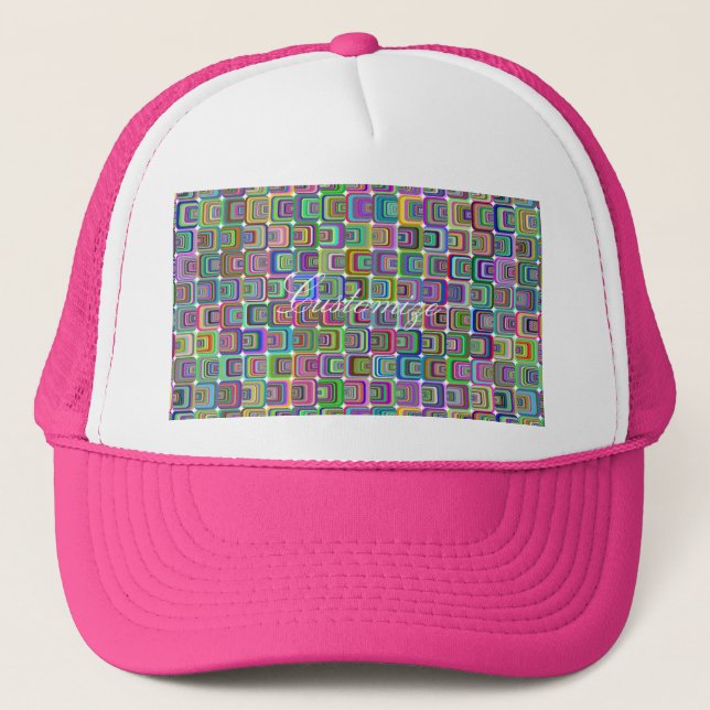 Groovy psychedelic hippie-style Thunder_Cove Trucker Hat (Front)