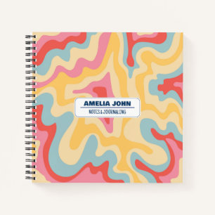 Groovy Psychedelic Liquid Pastel Name Notebook