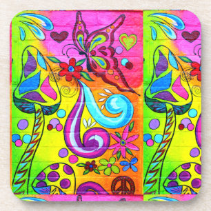 groovy psychedelic magic mushrooms coaster