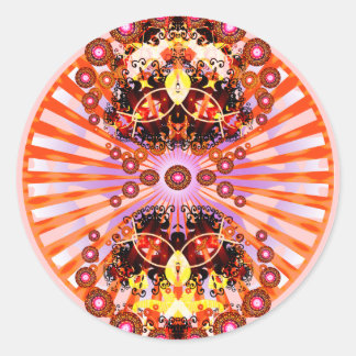 Groovy Psychedelic Mandala Classic Round Sticker