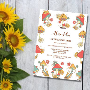 Groovy Psychedelic Mushroom Kids Birthday  Invitation
