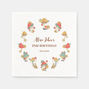 Groovy Psychedelic Mushroom Kids Birthday Napkin