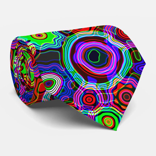 Groovy Psychedelic Neon Disco Lights Tie (Rolled)