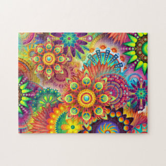 Groovy Psychedlic Kaleidoscope Colours Difficult Jigsaw Puzzle