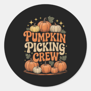 Groovy Pumpkin Cking Crew Matching Family Autumn F Classic Round Sticker