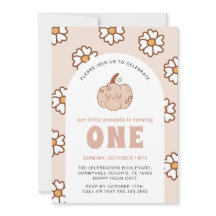 Groovy Pumpkin Daisies Retro Boho First Birthday