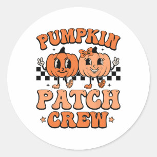 Groovy Pumpkin Patch Crew Squad Thanksgiving Fall Classic Round Sticker