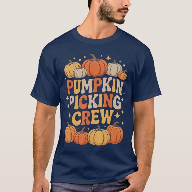 Groovy Pumpkin Picking Crew Matching Familyee Autu T-Shirt (Front)