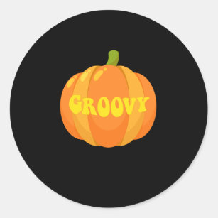 Groovy Pumpkin Retro 60s Classic Round Sticker