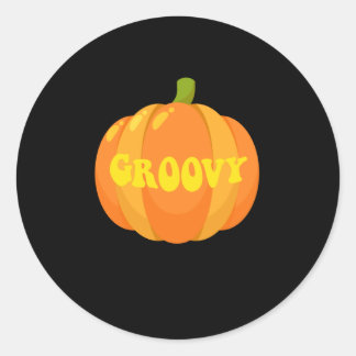 Groovy Pumpkin Retro 60s Classic Round Sticker