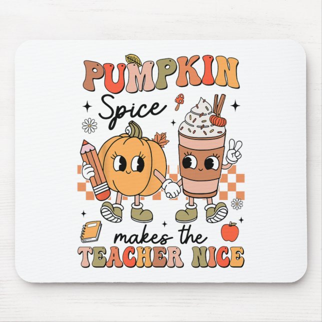 Groovy Pumpkin Spice Makes Teacher Nice Fall Thank Mouse Mat (Front)