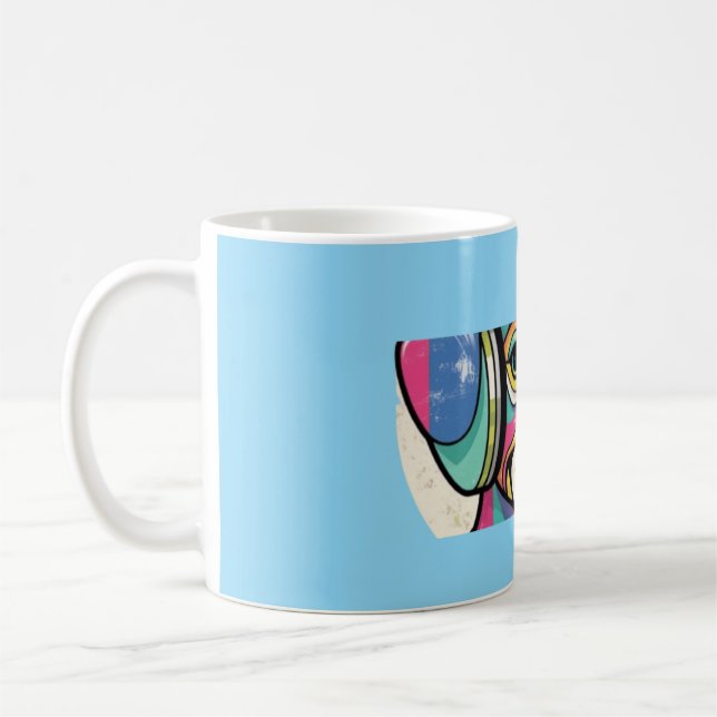Groovy Puppy: A Colorful Canine Coffee Mug (Left)