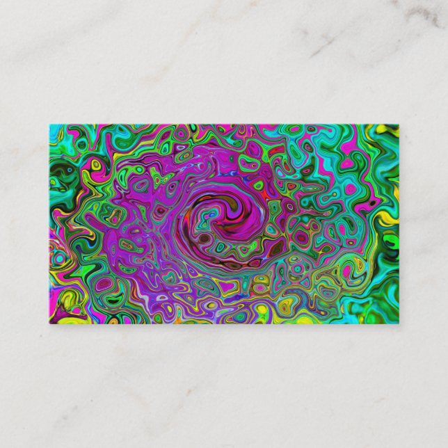 Groovy Purple Abstract Retro Liquid Swirl Business Card (Front)