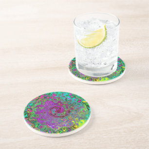 Groovy Purple Abstract Retro Liquid Swirl Coaster
