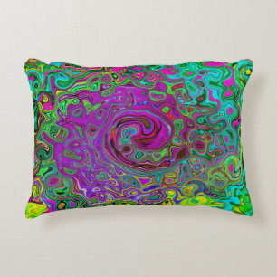 Groovy Purple Abstract Retro Liquid Swirl Decorative Cushion