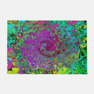 Groovy Purple Abstract Retro Liquid Swirl Doormat