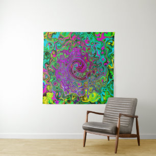 Groovy Purple Abstract Retro Liquid Swirl Tapestry