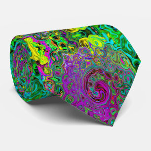 Groovy Purple Abstract Retro Liquid Swirl Tie