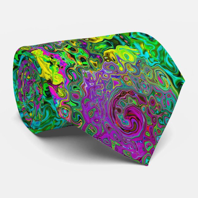 Groovy Purple Abstract Retro Liquid Swirl Tie (Rolled)